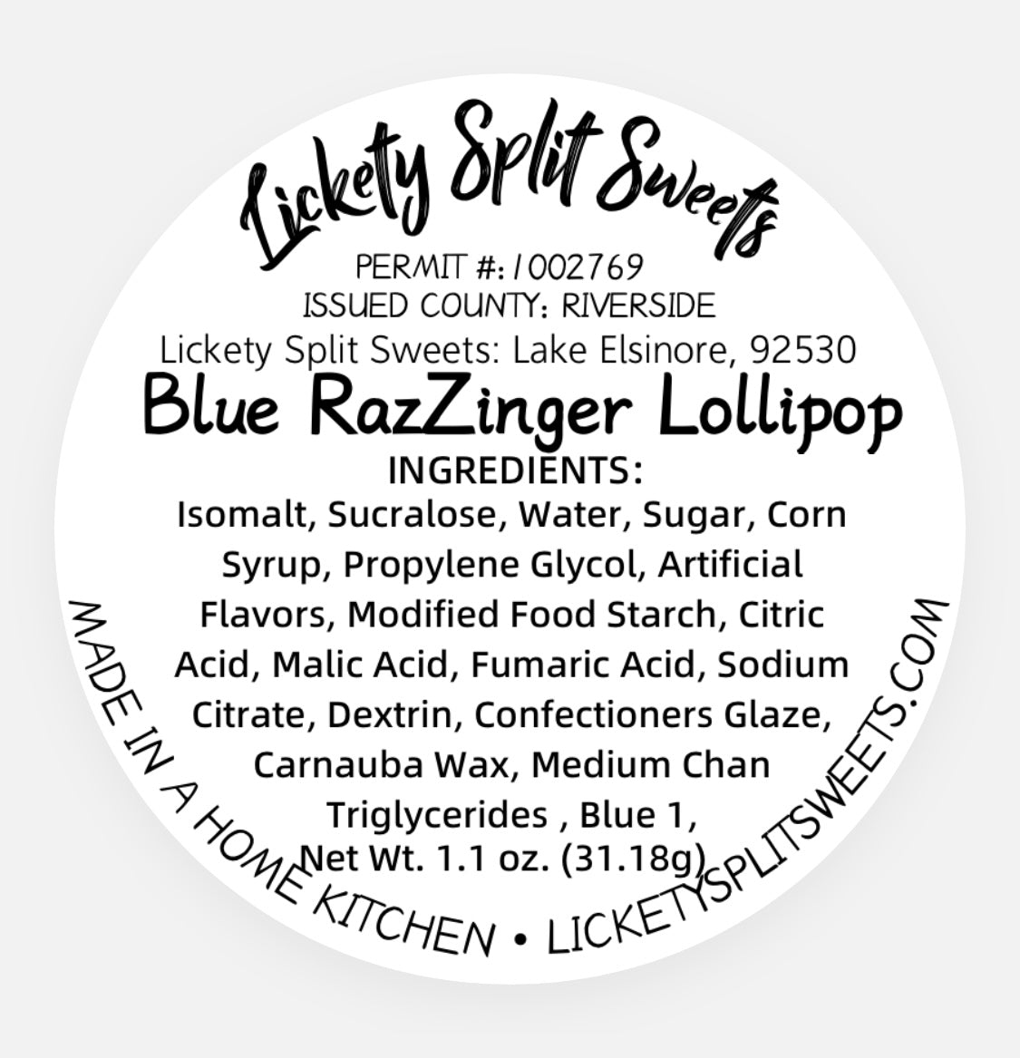 BLUE RAZZINGER LOLLIPOP