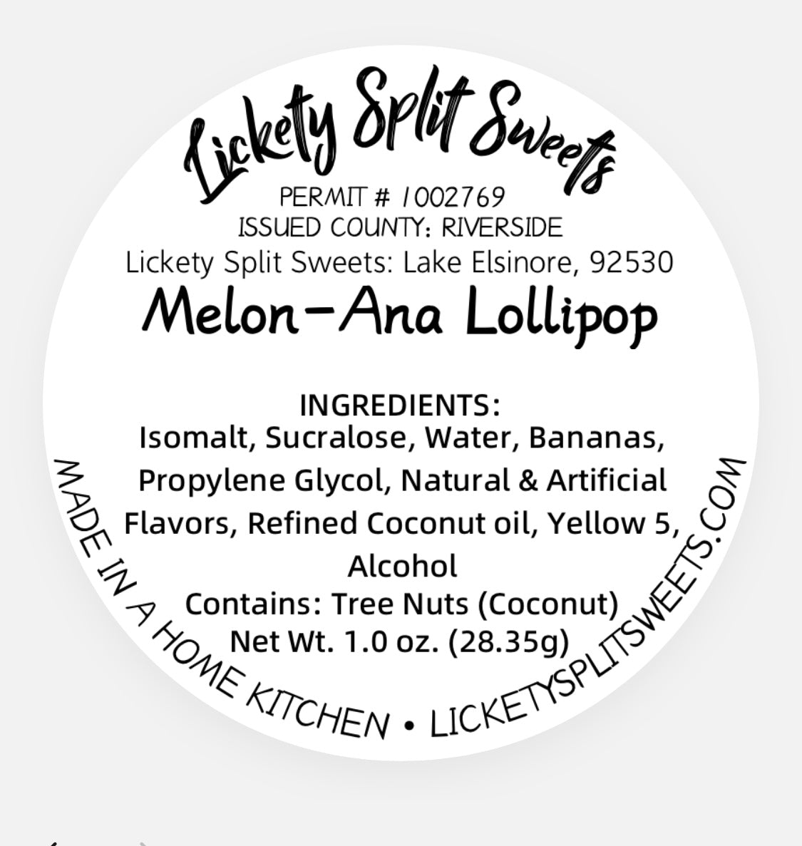 Melon-Ana Lollipop (Dye Free)